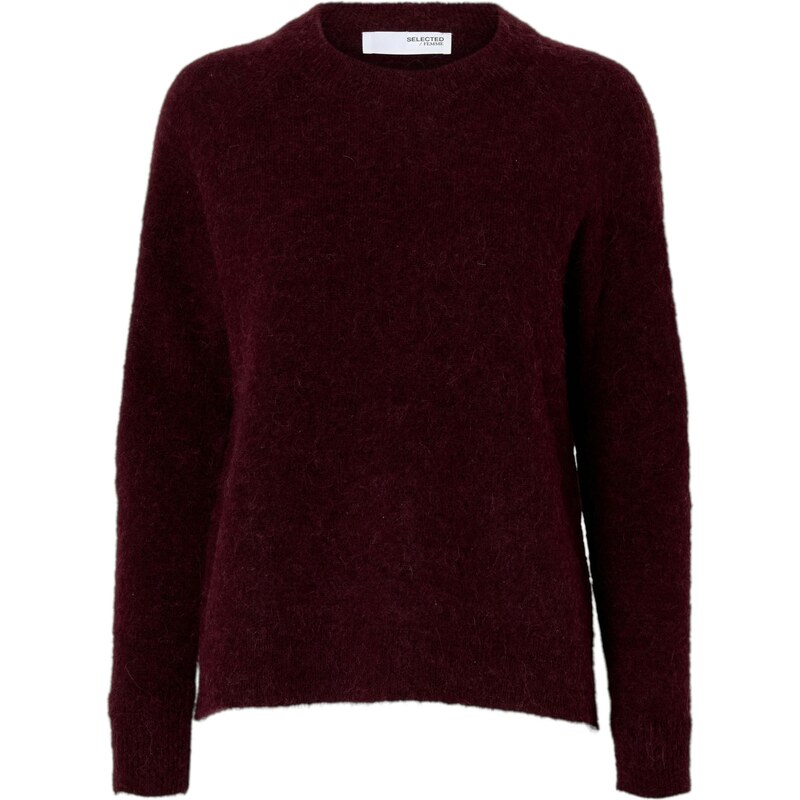 SELECTED Sveter SLFLULU baklažánová 65190134
