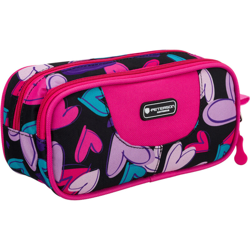 Peterson Dievčenský školský peračník z polyesteru s motívom srdiečok – 65136140