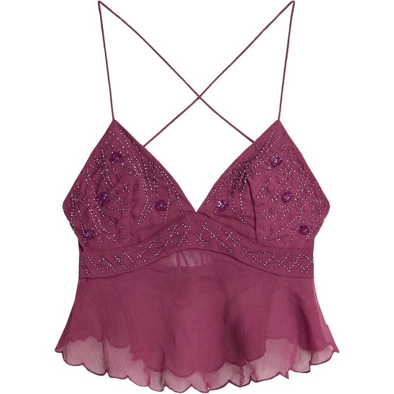 Bershka Top burgundská 65886846