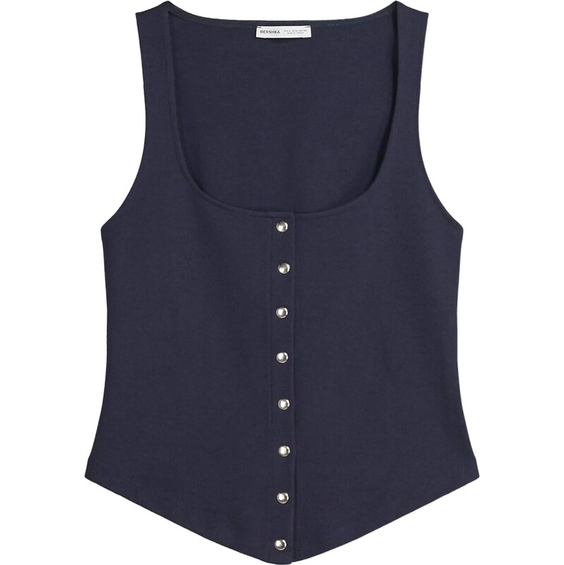 Bershka Top námornícka modrá 65889218
