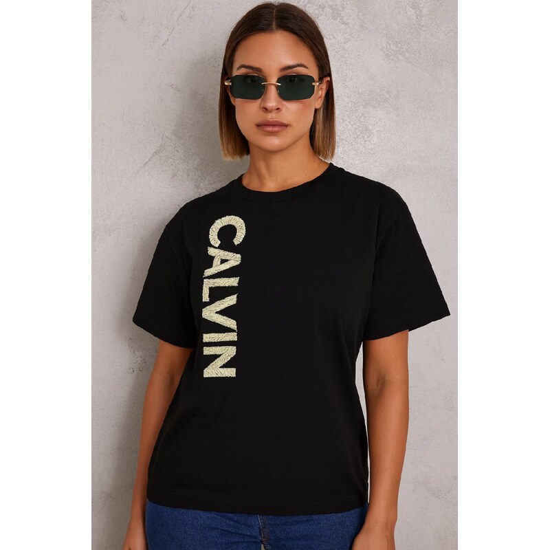 MiaSmi Čierne tričko s potlačou Calvin 65137129