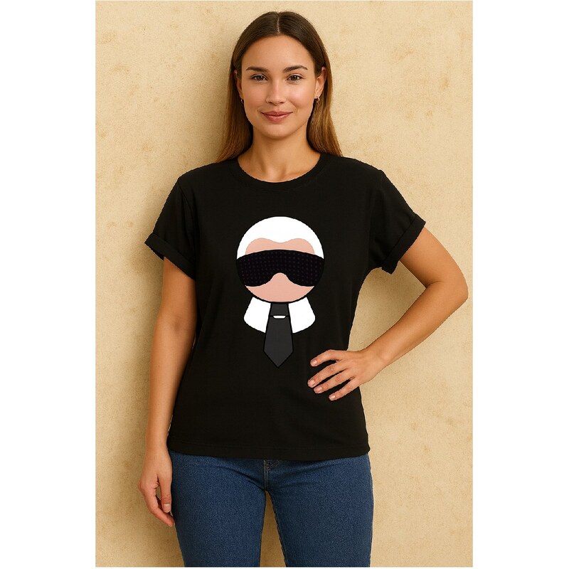 MiaSmi Čierne tričko s potlačou Karl 65137130