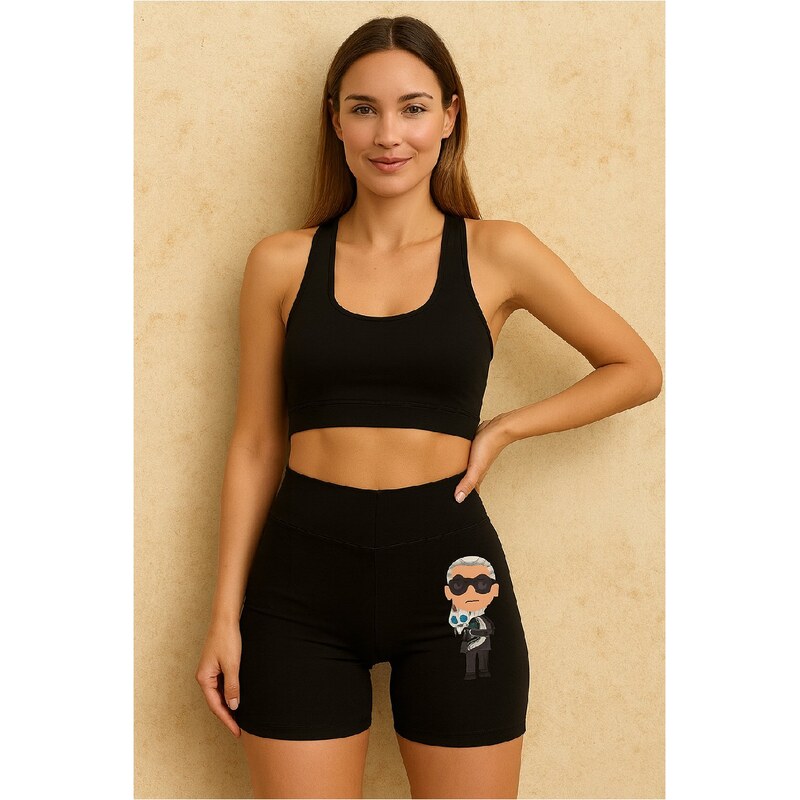 MiaSmi Čierne kraťasy s potlačou Karl 65137131