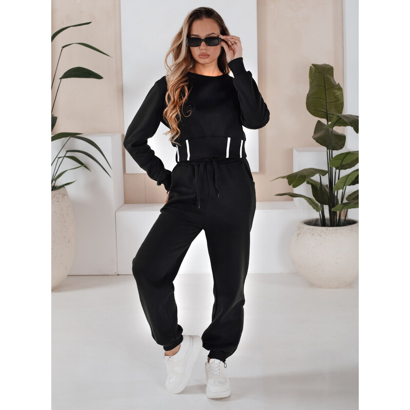 BASIC Čierna dámska tepláková súprava s crop mikinou AY1159 65138375