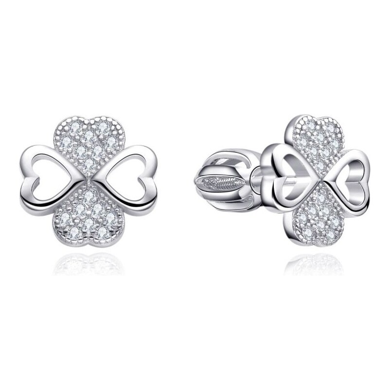 MOISS Pôvabné strieborné náušnice Štvorlístok so zirkónmi E0004479 66588562