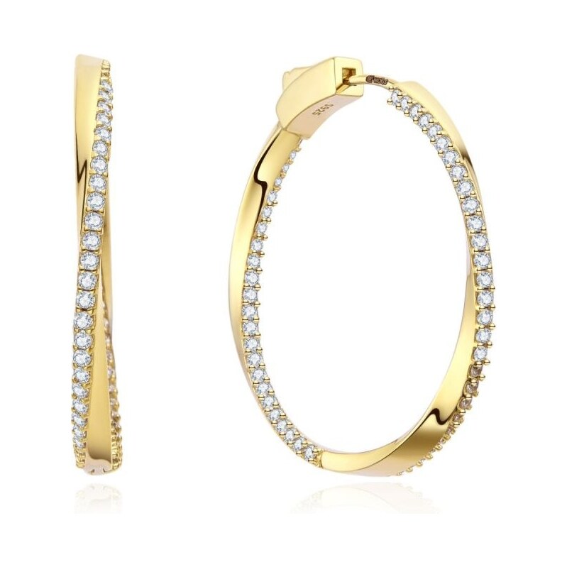 MOISS Moderné pozlátené kruhy s čírymi zirkónmi E0004970 67231972