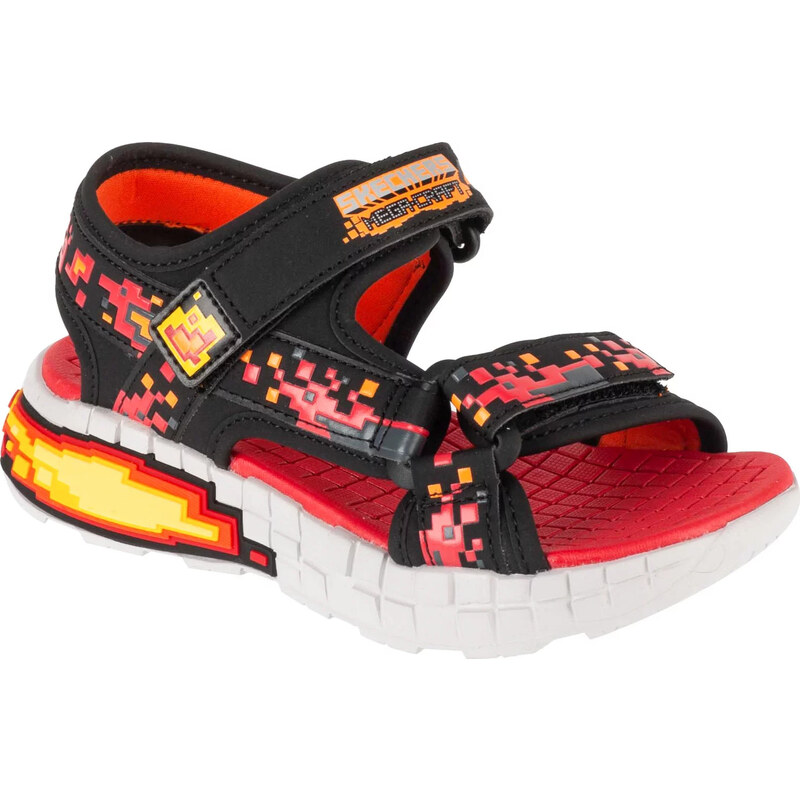 Červeno-čierne detské sandále Skechers Mega-Splash 4K 402161L-BKRD 64994417