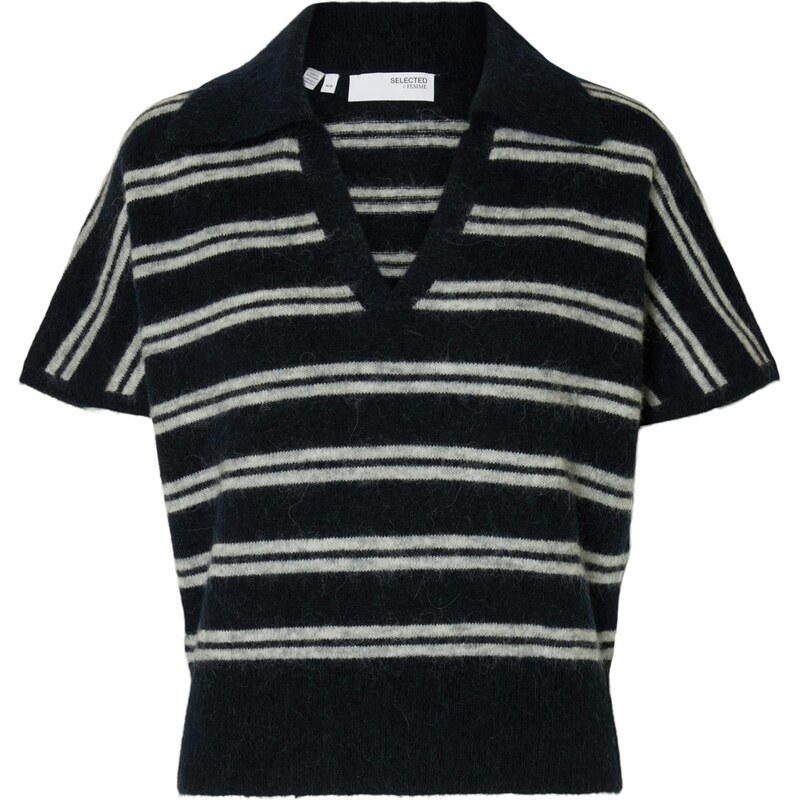 SELECTED Sveter SLFLULU tmavomodrá / svetlosivá 65190127