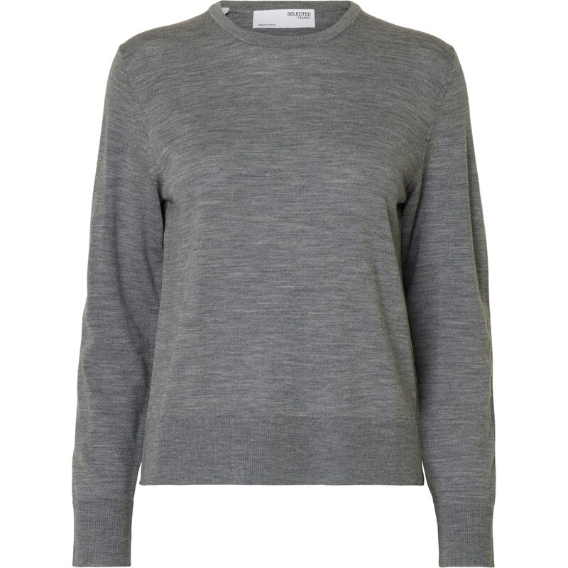 SELECTED Sveter SLFThea sivá melírovaná 65190146