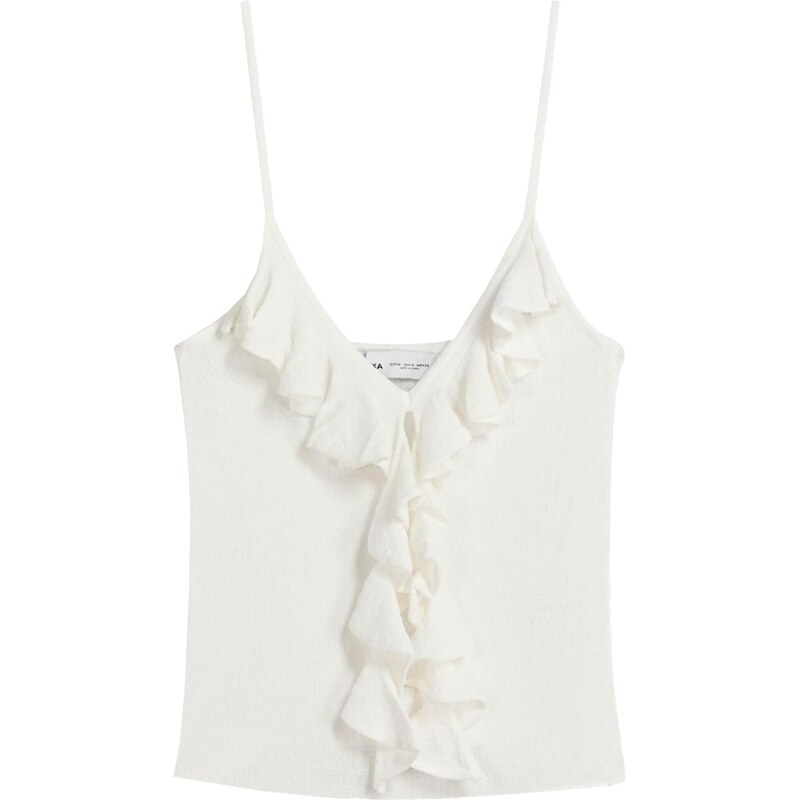 Bershka Vyšívaný top nebielená 65980727