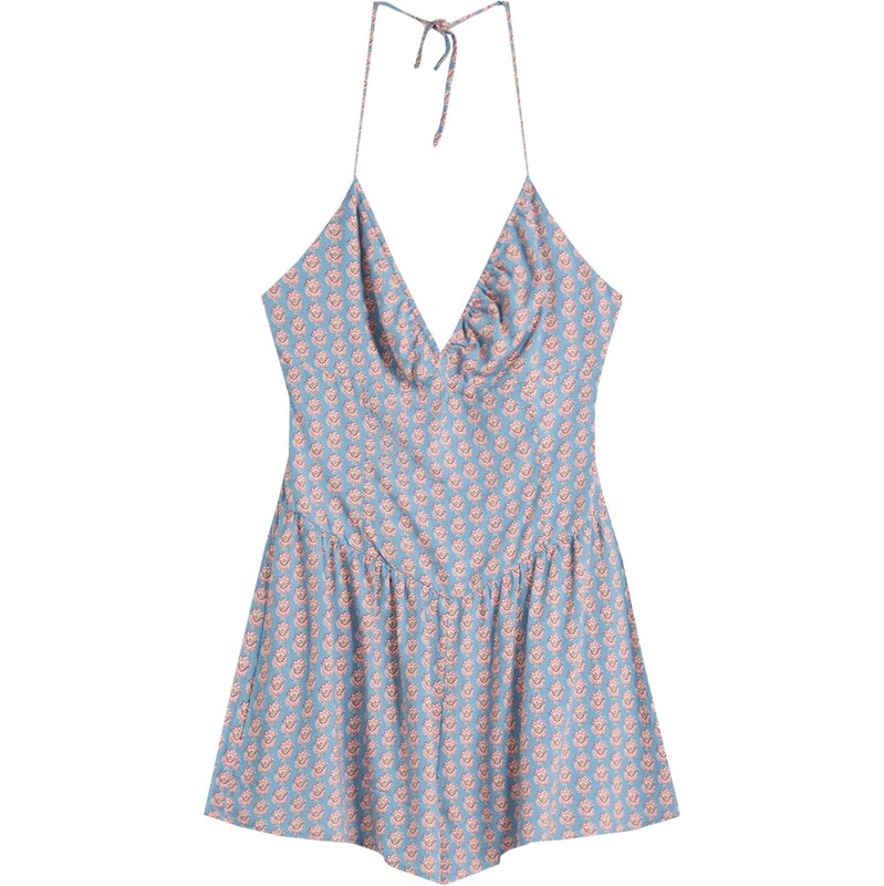 Bershka Overal béžová / svetlomodrá / tmavofialová / staroružová 65886823