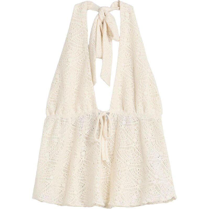 Bershka Vyšívaný top nebielená 65980746