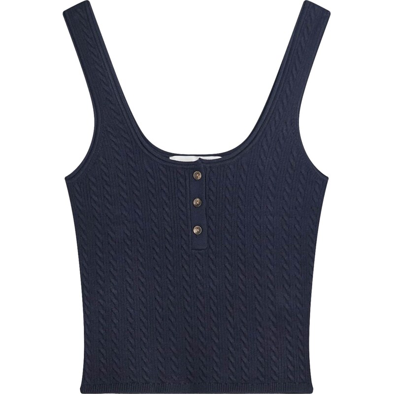 Bershka Vyšívaný top námornícka modrá 65980755