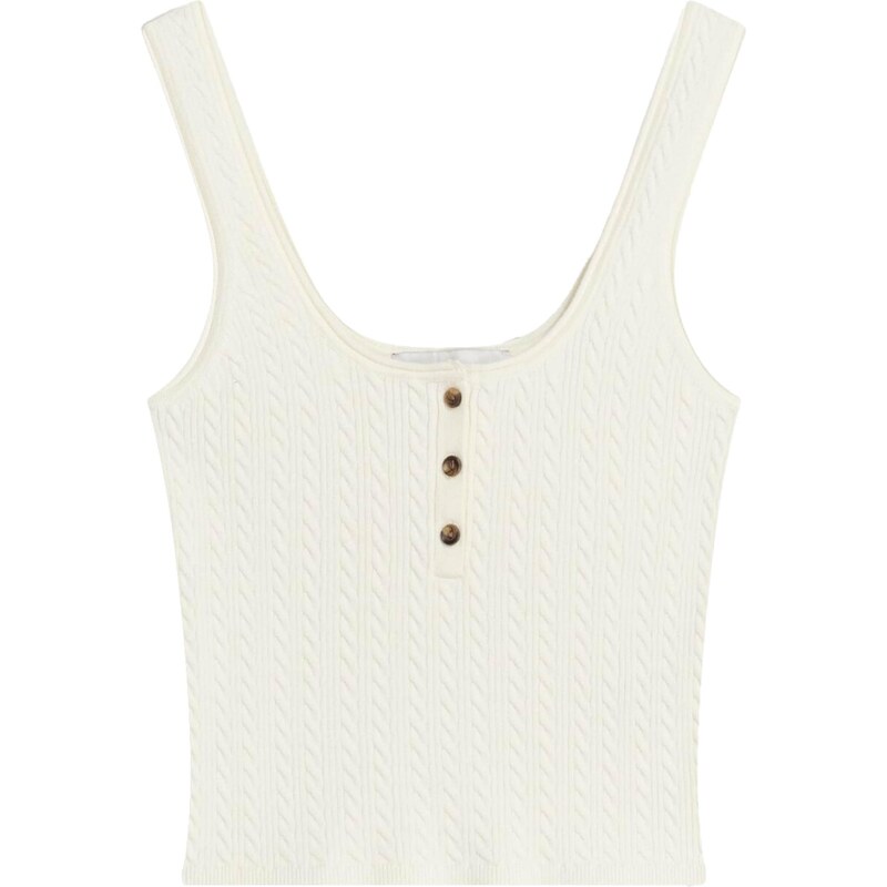 Bershka Vyšívaný top tmavobéžová 65980756