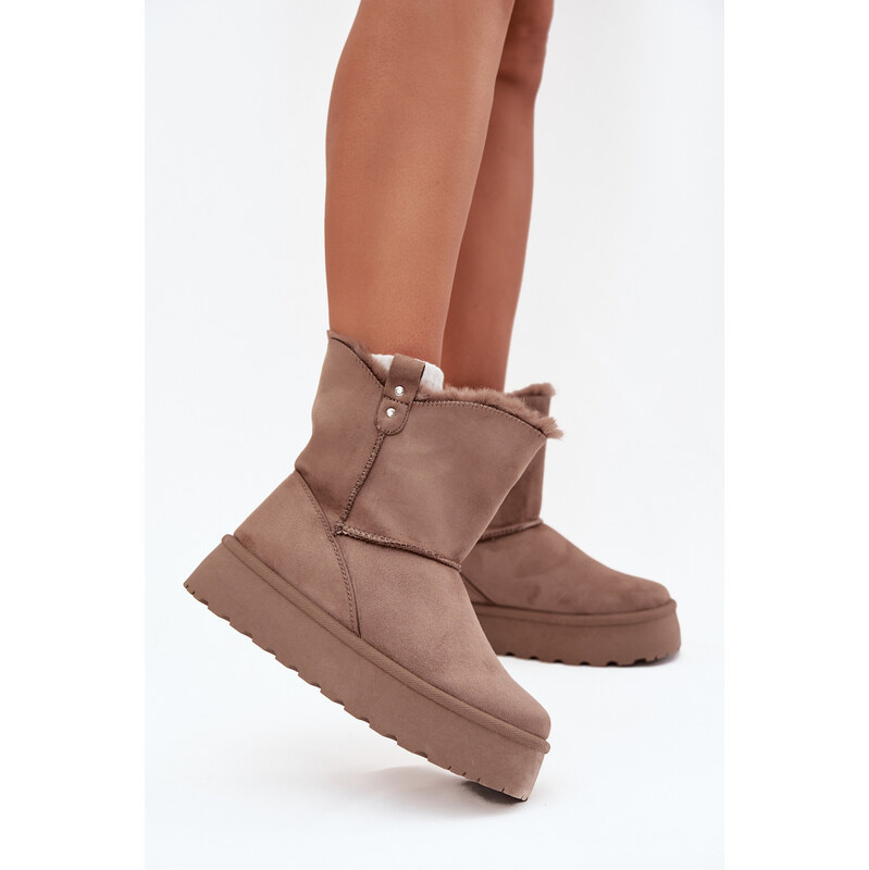 Boto Dámske Snehule Na Platforme S Kožušinou Tmavo Béžové Evelira 65143599