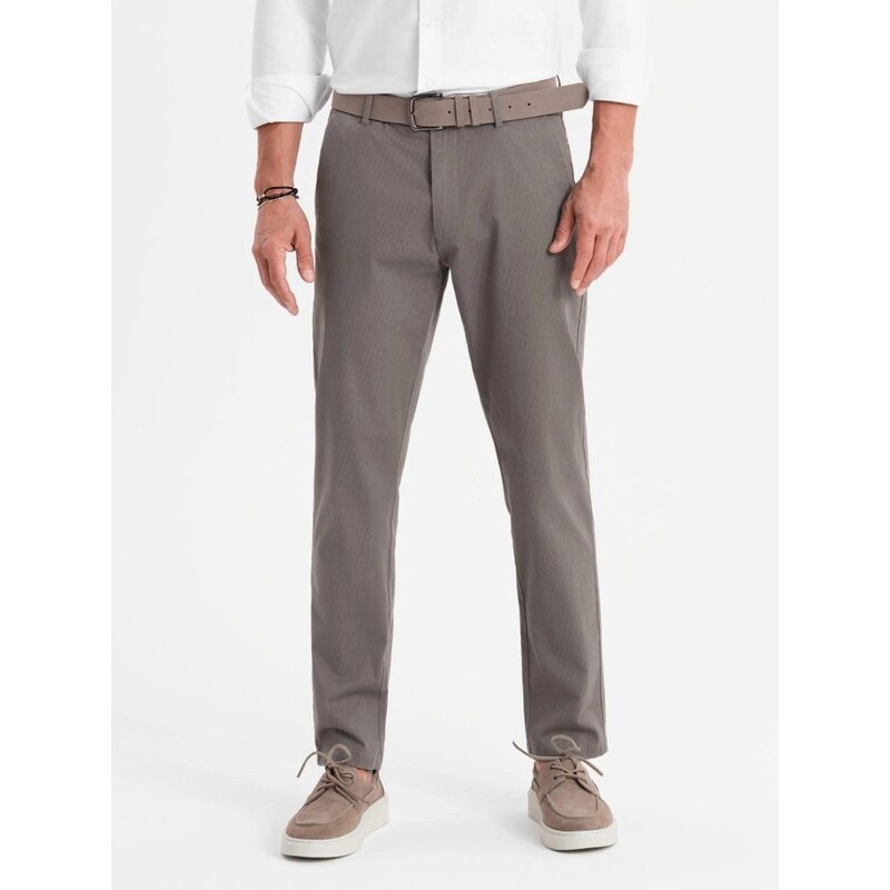Ombre Clothing Šedé chinos nohavice s jemnou textúrou V1 PACP-0184 65143379