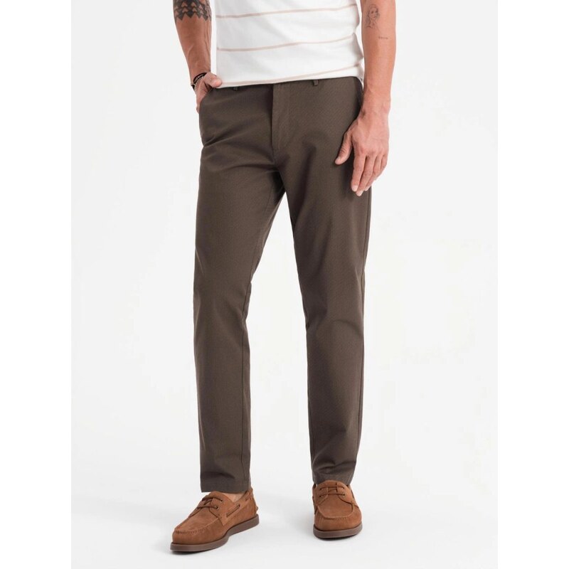 Ombre Clothing Hnedé chinos nohavice s jemnou textúrou V3 PACP-0184 65143381