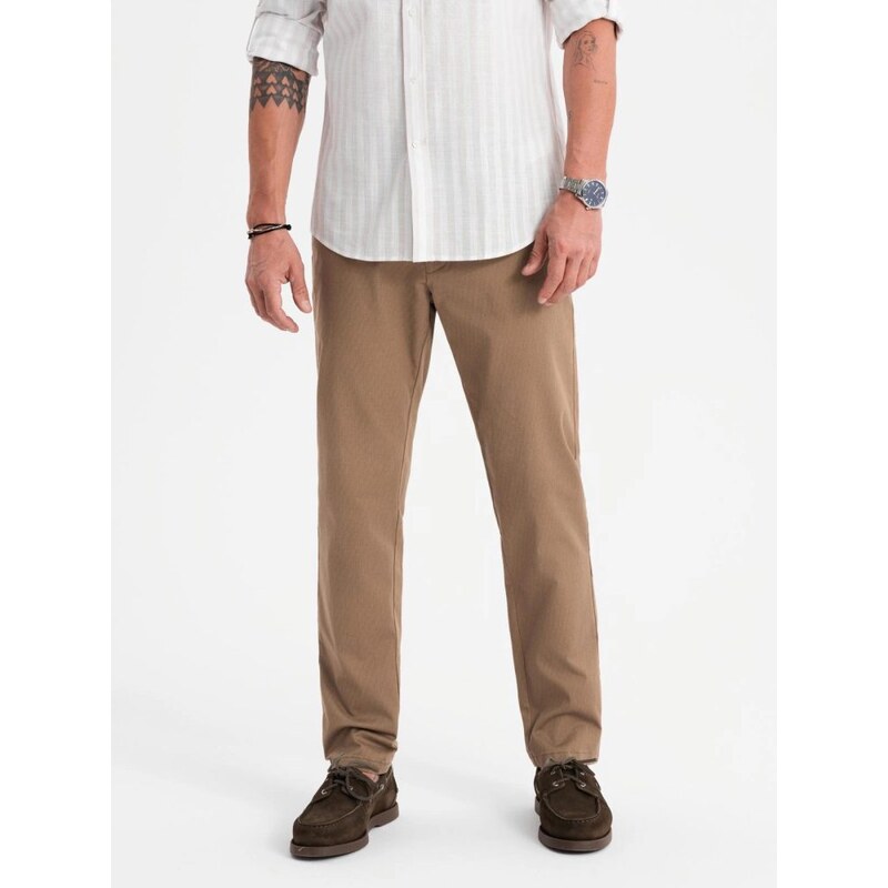 Ombre Clothing Tmavobéžové chinos nohavice s jemnou textúrou V2 PACP 65143380