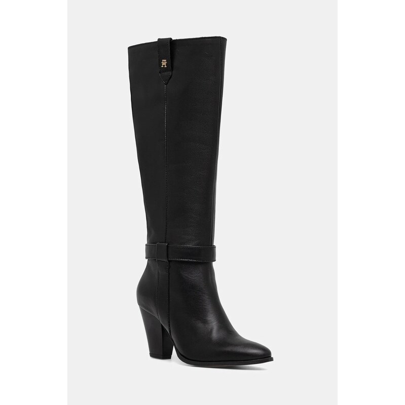 Kožené čižmy Tommy Hilfiger TH T-STRAP LTHR POINTY LONG BOOT 65143752