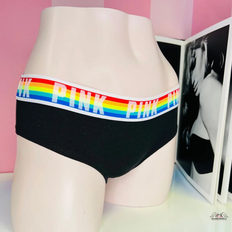 PINK Bavlnené tangá Victorias Secret s dúhovou potlačou 65202403