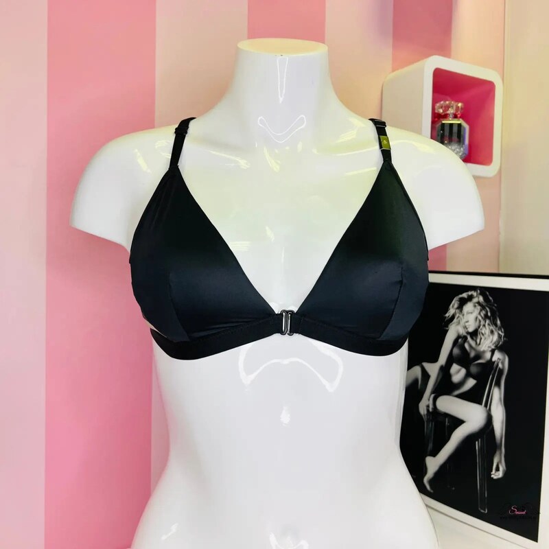 Lesklá braletka od Victorias Secret s čiernymi mesh panelmi 65202422