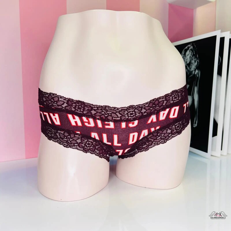 PINK Luxusné štýlové bavlnené nohavičky so širokou čipkou 46574198