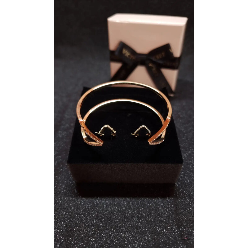 Victorias Secret Exkluzívny Zlatý Set Nášnikov a Náramku s Kamienkami 46574857