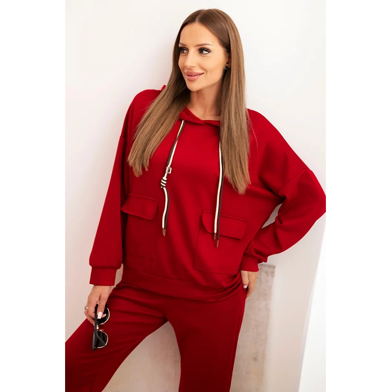 Kesi Dámska súprava maslová mikina s kapucňou a nohavice s opaskom 65203160