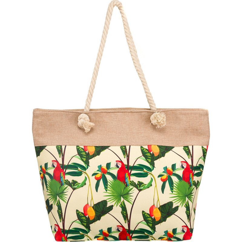 BASIC Béžovo-zelená vzorovaná plážová taška 2019 52671851