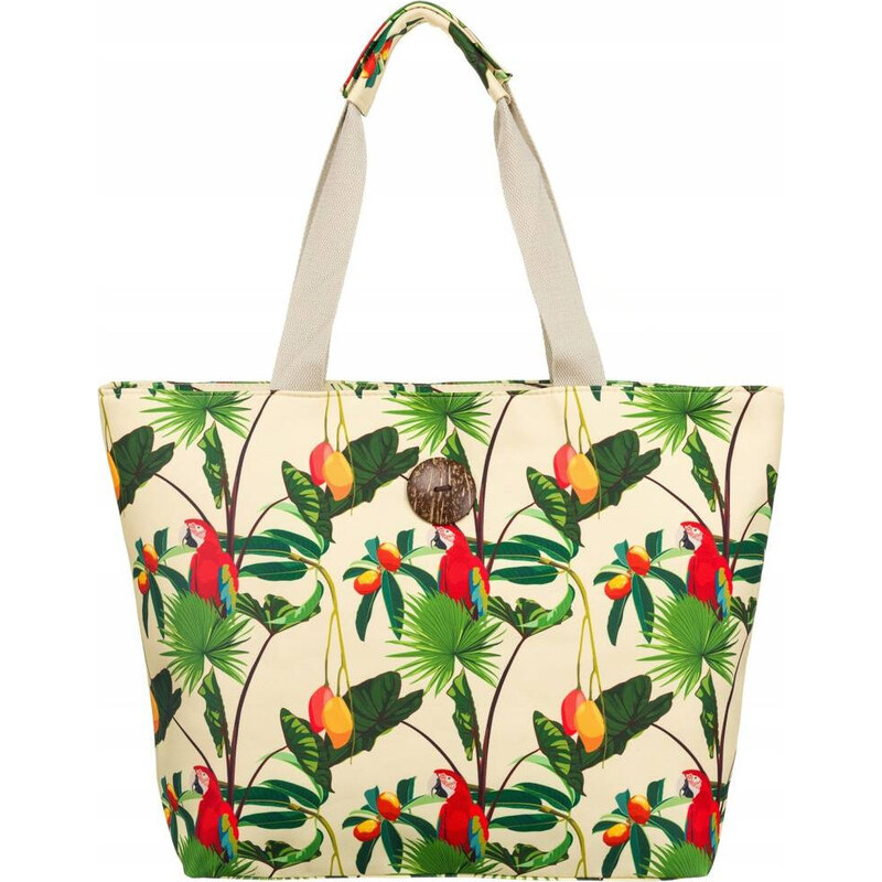 BASIC Béžovo-zelená vzorovaná plážová taška 207 52671861