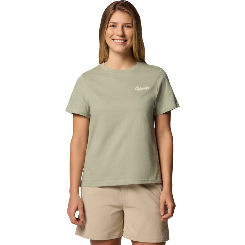 Khaki dámske tričko s krátkym rukávom Columbia Rolling Bend Graphic SS 65151459