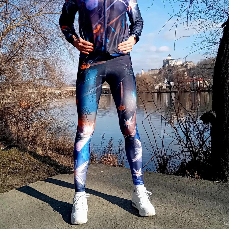 TERMOVEL Dámske tmavomodré vzorované funkčné legíny 65151854