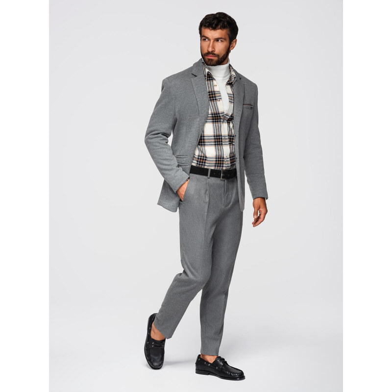 Ombre Mens knitted jacket with a fitted cut - light grey 65184914