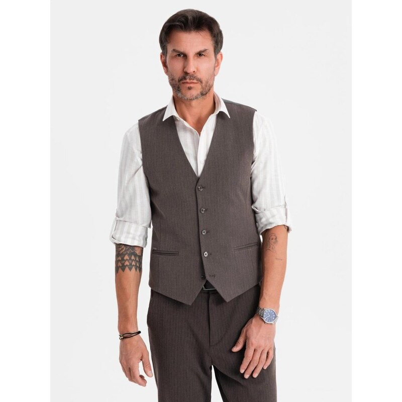 Ombre Clothing Elegantná pánska grafitová vesta V2 BLZV-0143 65153310