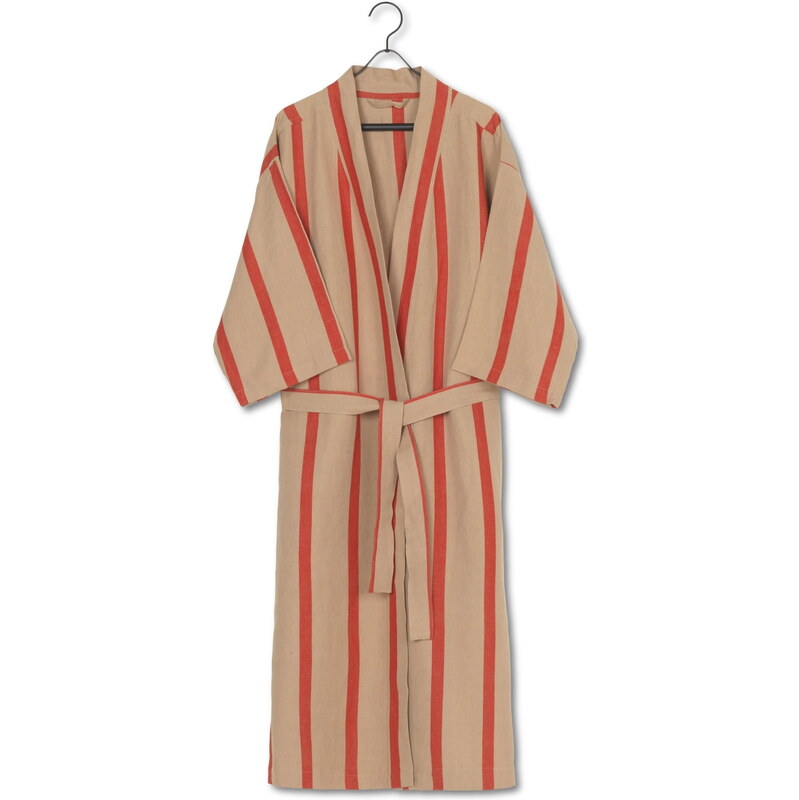 Ferm Living Ľanový župan Camel/Red 65155188