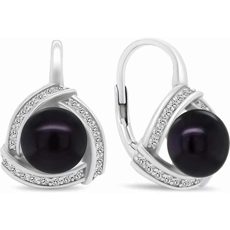 Brilio Silver Luxusné strieborné náušnice s čiernou perlou EA393WBC 66585626