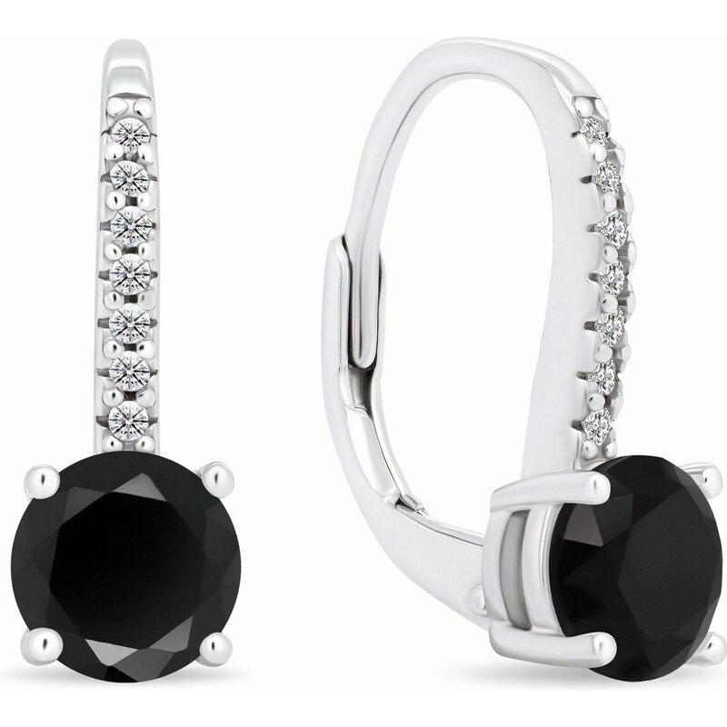 Brilio Silver Trblietavé strieborné náušnice s čiernym zirkónom 66583049