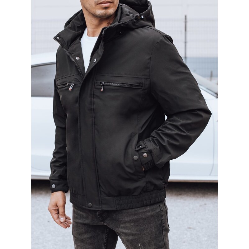 Dstreet Pánska prechodná čierna bunda s kapucňou 65159292