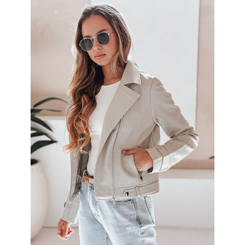 BASIC Svetlosivá dámska koženková bunda DARKGLORY TY5216 65161626