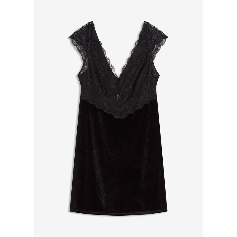 bonprix Zamatové šaty, farba čierna 46898363