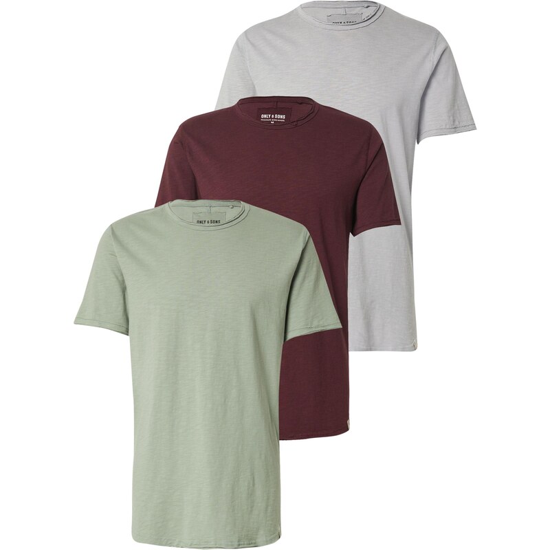 Only & Sons Tričko ONSBENNE svetlosivá / svetlozelená / tmavočervená 65162919