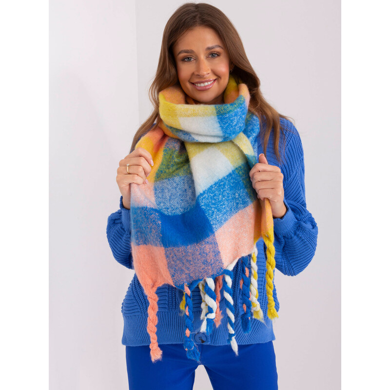 ITALY MODA Modro-žltý károvaný šál so strapcami AT-SZ-2313501.97 57954561