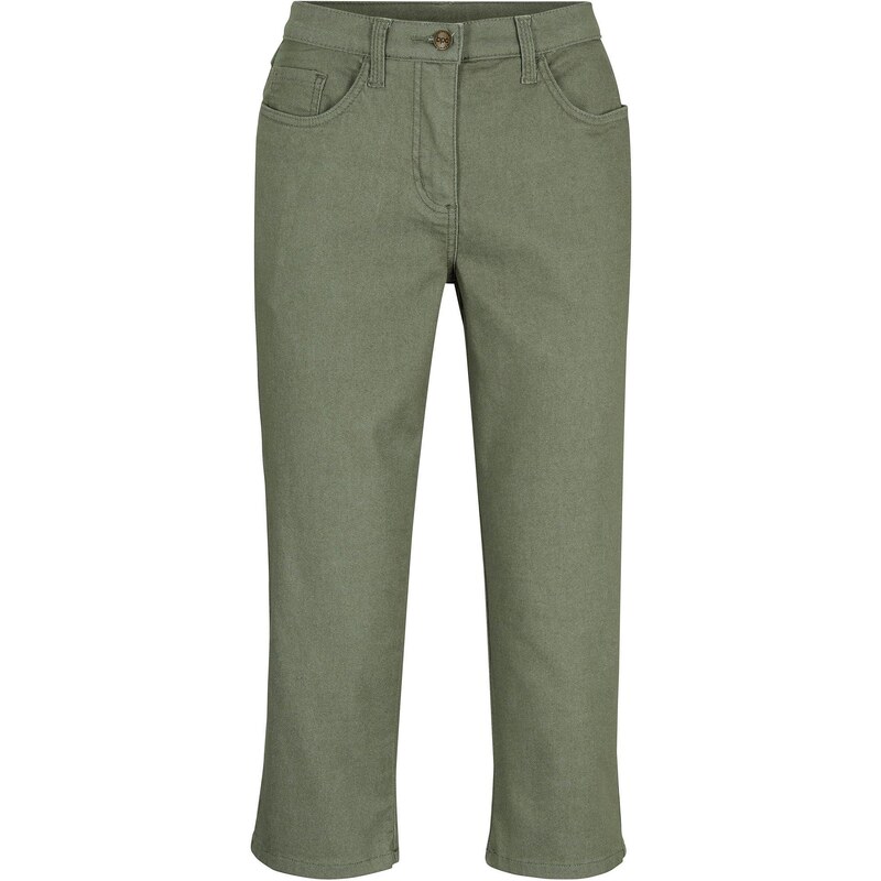 bonprix Rovné džínsy, stredná výška pásu, pohodlný pás, farba zelená 44735463