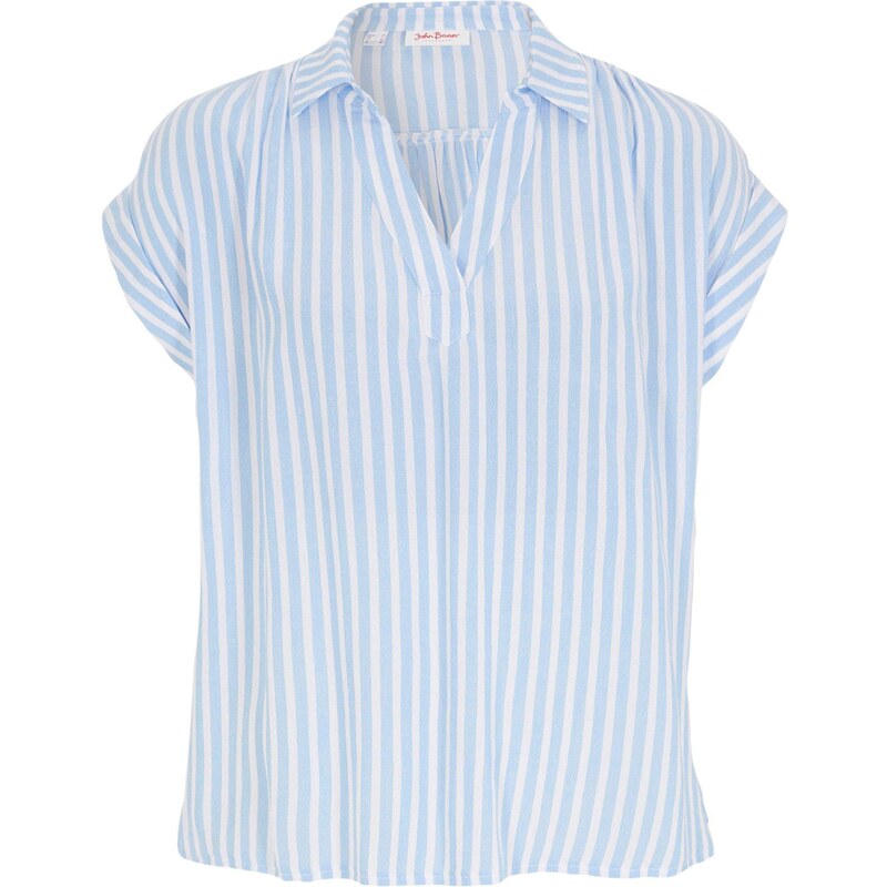 bonprix Blúzka s krátkym rukávom z padavej viskózy, farba modrá 49696869