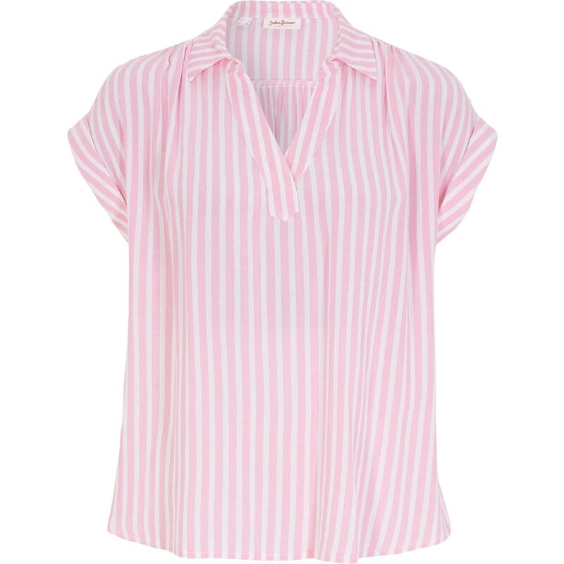 bonprix Blúzka s krátkym rukávom z padavej viskózy, farba ružová 44916447