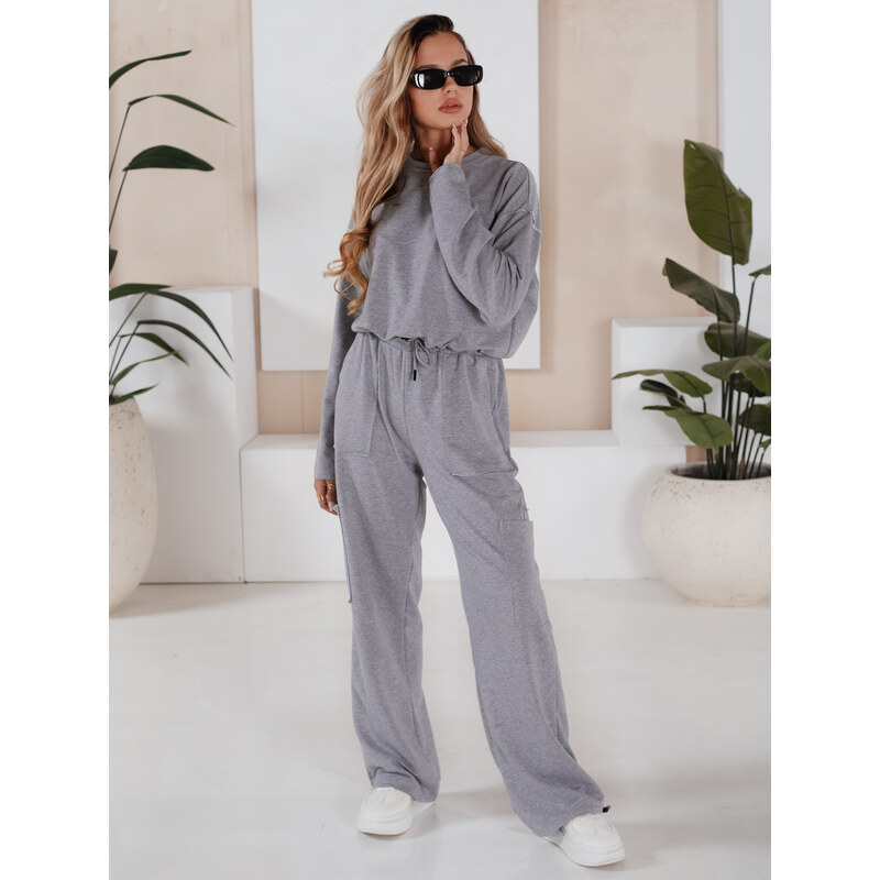 BASIC Svetlosivá tepláková súprava s crop mikinou CHARM AY0958 46506494