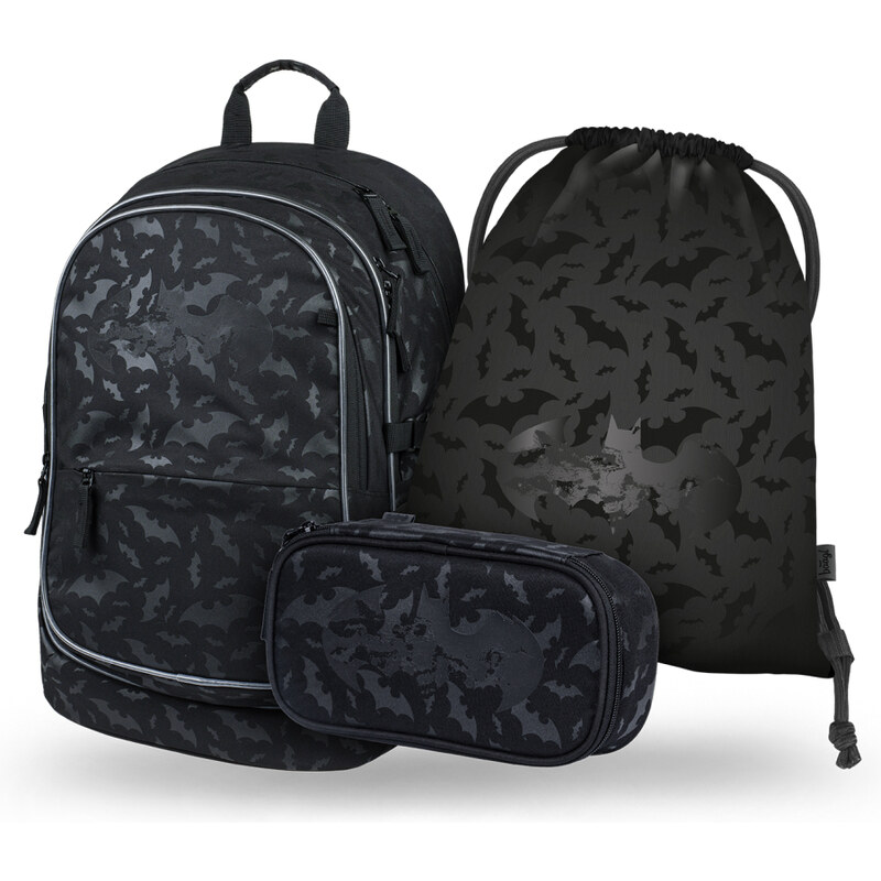 BAAGL SET 3 Core Batman černý: batoh, penál, sáček 68553642