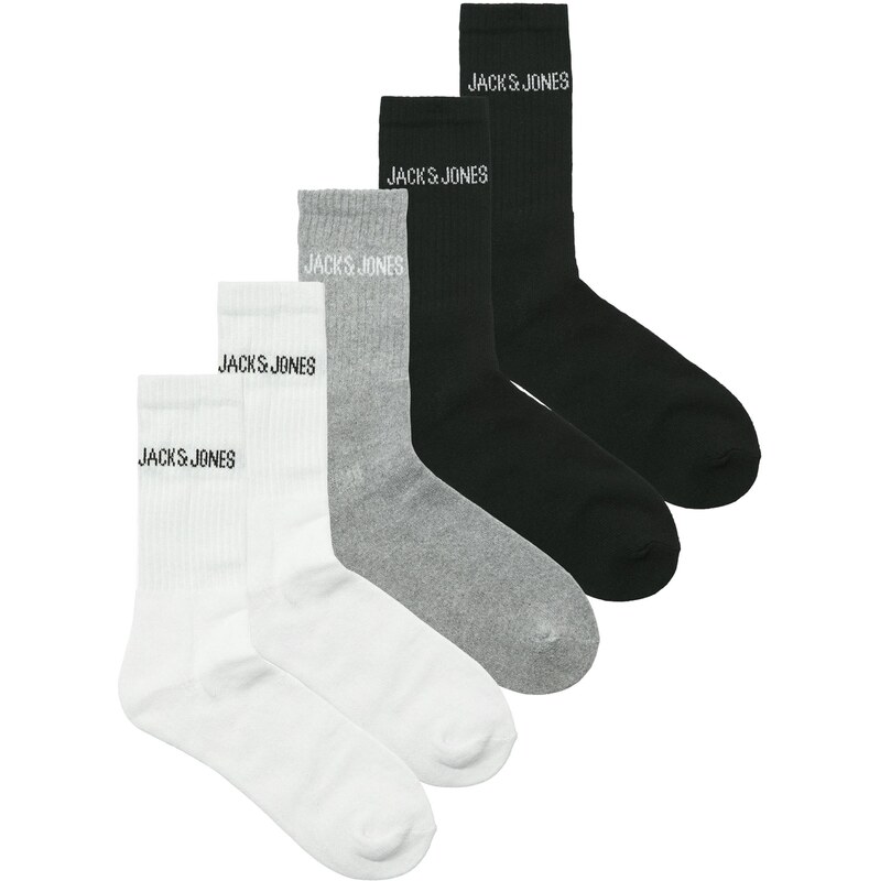 JACK & JONES Ponožky JACREGEN sivá melírovaná / čierna / biela 65175484