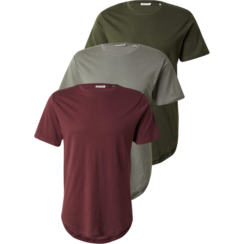 Only & Sons Tričko ONSMATT sivá / tmavozelená / farba lesného ovocia 65175728