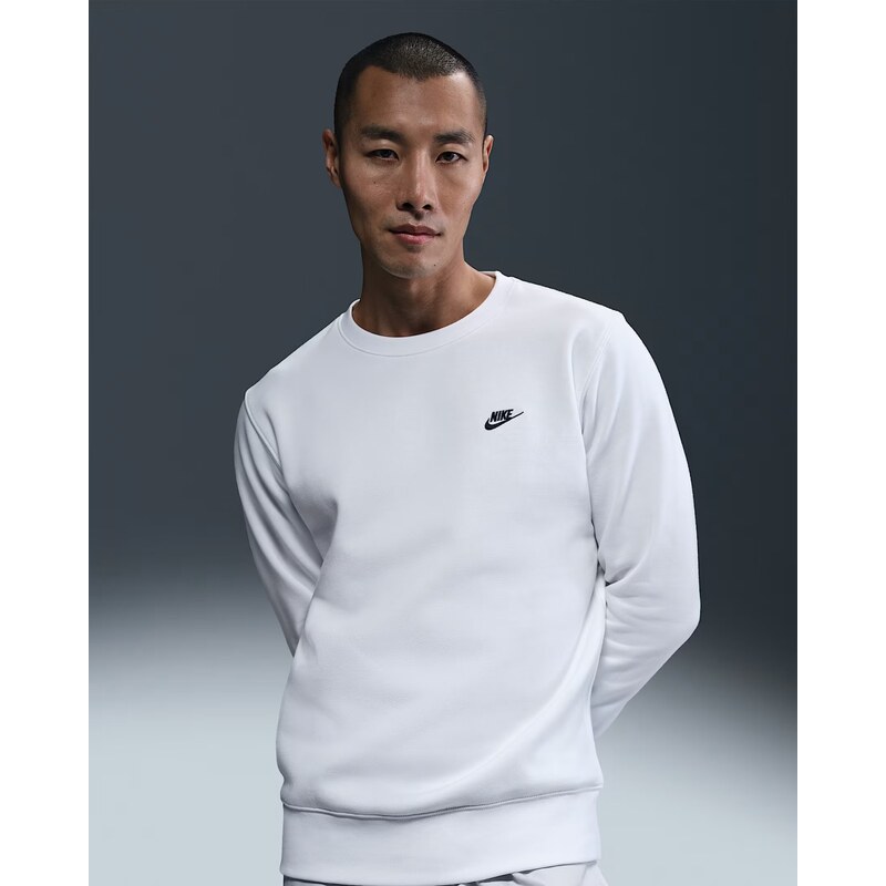 Nike Club Mens Fleece Crew WHITE/BLACK 100 65174393